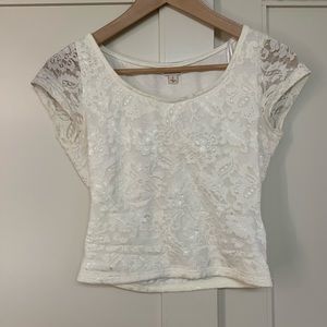 White Lace Crop Top